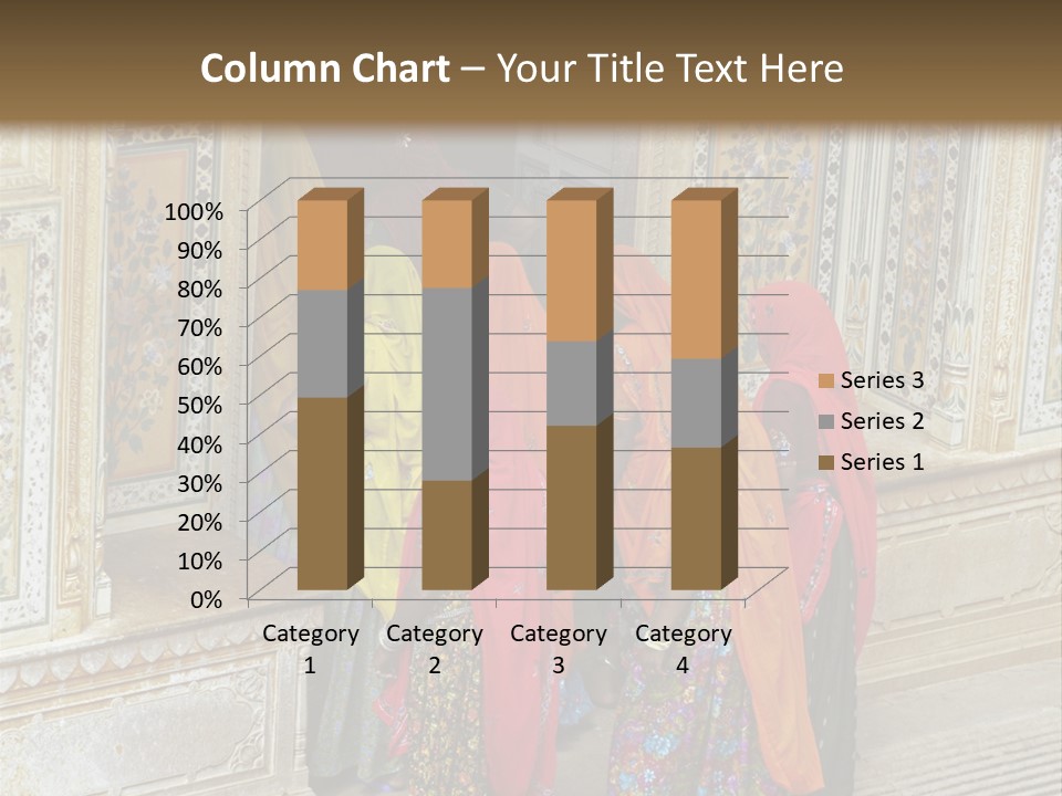 Indian Women In Bright Orange Saris In The Courtyard Of A Rajput Palace. Tiger Fort, Jaipur, Rajasthan, India PowerPoint Template