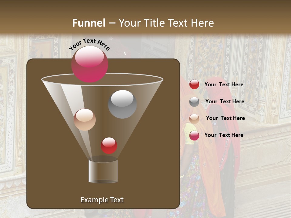 Indian Women In Bright Orange Saris In The Courtyard Of A Rajput Palace. Tiger Fort, Jaipur, Rajasthan, India PowerPoint Template