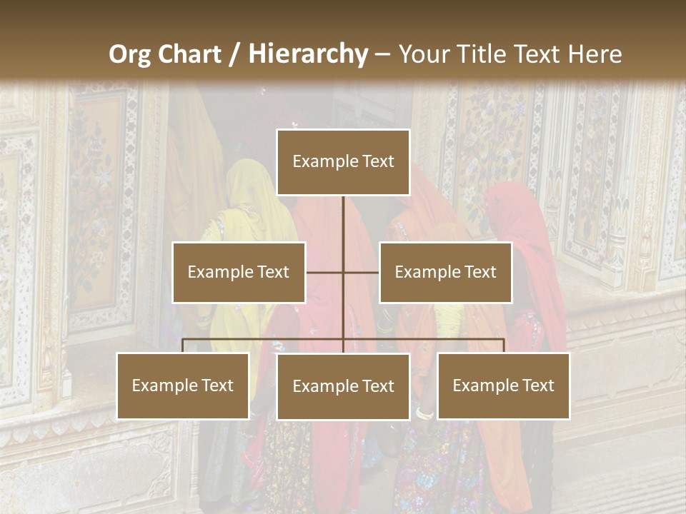 Indian Women In Bright Orange Saris In The Courtyard Of A Rajput Palace. Tiger Fort, Jaipur, Rajasthan, India PowerPoint Template