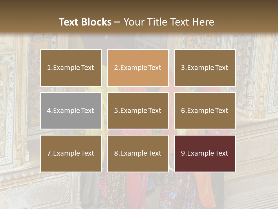 Indian Women In Bright Orange Saris In The Courtyard Of A Rajput Palace. Tiger Fort, Jaipur, Rajasthan, India PowerPoint Template