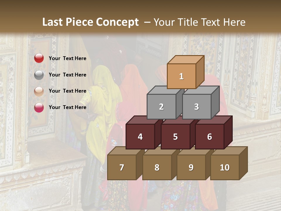 Indian Women In Bright Orange Saris In The Courtyard Of A Rajput Palace. Tiger Fort, Jaipur, Rajasthan, India PowerPoint Template