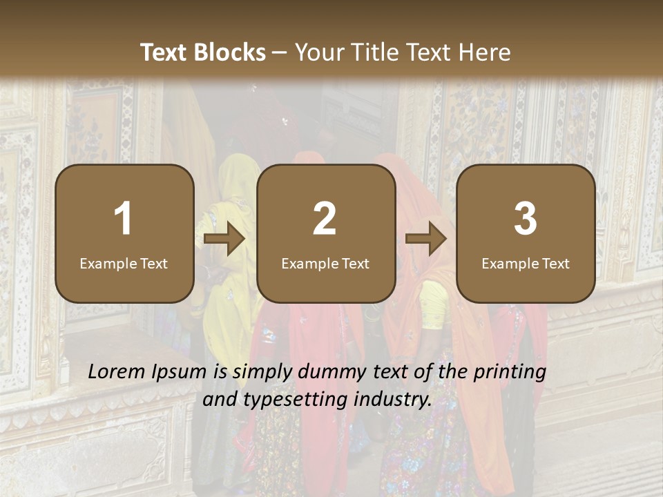 Indian Women In Bright Orange Saris In The Courtyard Of A Rajput Palace. Tiger Fort, Jaipur, Rajasthan, India PowerPoint Template