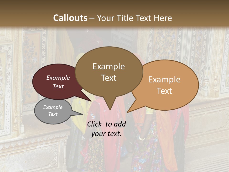 Indian Women In Bright Orange Saris In The Courtyard Of A Rajput Palace. Tiger Fort, Jaipur, Rajasthan, India PowerPoint Template