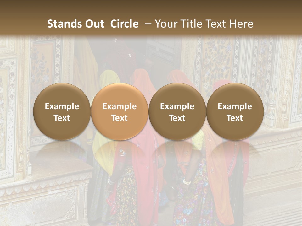 Indian Women In Bright Orange Saris In The Courtyard Of A Rajput Palace. Tiger Fort, Jaipur, Rajasthan, India PowerPoint Template