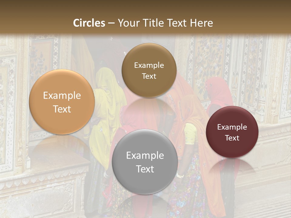 Indian Women In Bright Orange Saris In The Courtyard Of A Rajput Palace. Tiger Fort, Jaipur, Rajasthan, India PowerPoint Template