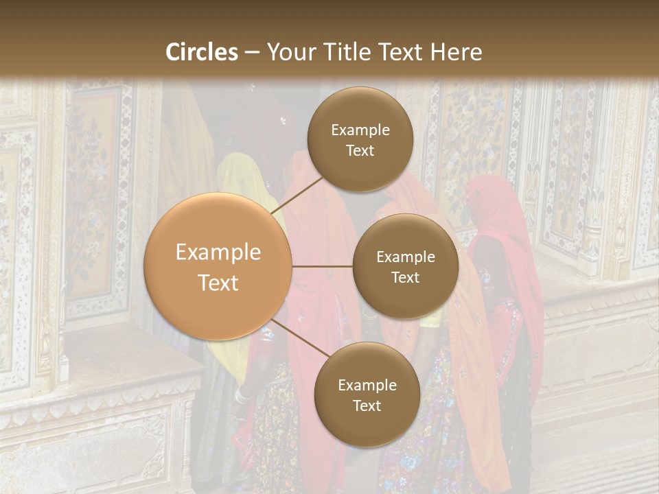 Indian Women In Bright Orange Saris In The Courtyard Of A Rajput Palace. Tiger Fort, Jaipur, Rajasthan, India PowerPoint Template