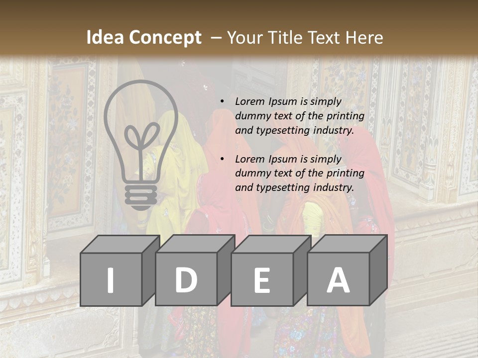 Indian Women In Bright Orange Saris In The Courtyard Of A Rajput Palace. Tiger Fort, Jaipur, Rajasthan, India PowerPoint Template