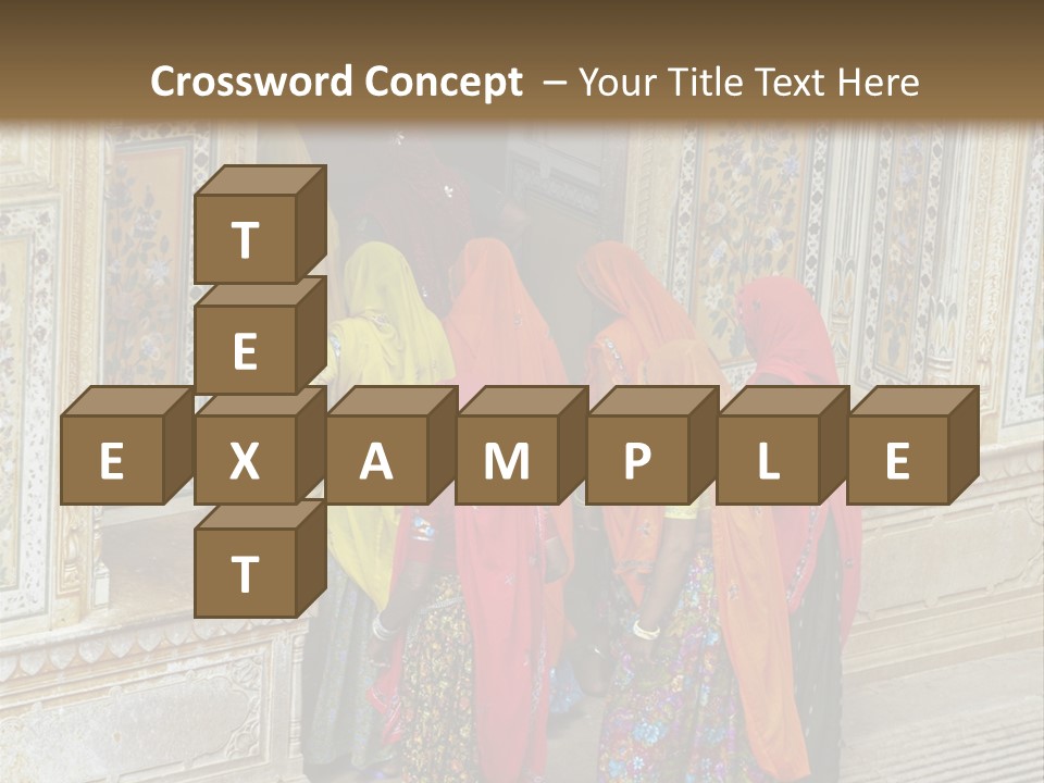 Indian Women In Bright Orange Saris In The Courtyard Of A Rajput Palace. Tiger Fort, Jaipur, Rajasthan, India PowerPoint Template