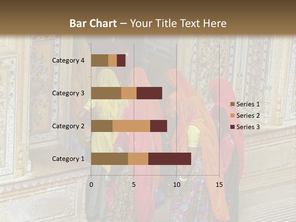 Indian Women In Bright Orange Saris In The Courtyard Of A Rajput Palace. Tiger Fort, Jaipur, Rajasthan, India PowerPoint Template