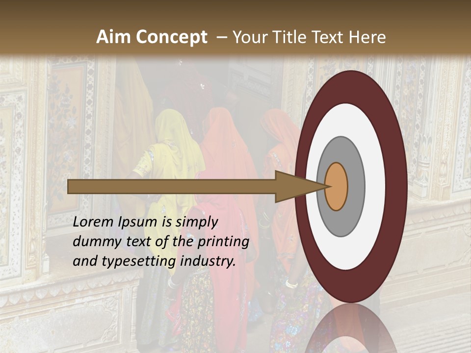 Indian Women In Bright Orange Saris In The Courtyard Of A Rajput Palace. Tiger Fort, Jaipur, Rajasthan, India PowerPoint Template