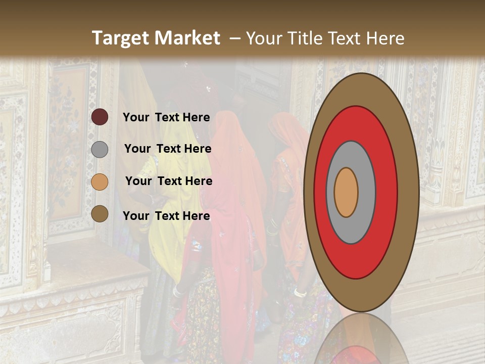 Indian Women In Bright Orange Saris In The Courtyard Of A Rajput Palace. Tiger Fort, Jaipur, Rajasthan, India PowerPoint Template