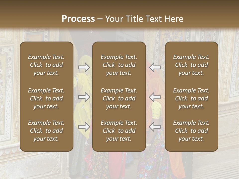 Indian Women In Bright Orange Saris In The Courtyard Of A Rajput Palace. Tiger Fort, Jaipur, Rajasthan, India PowerPoint Template