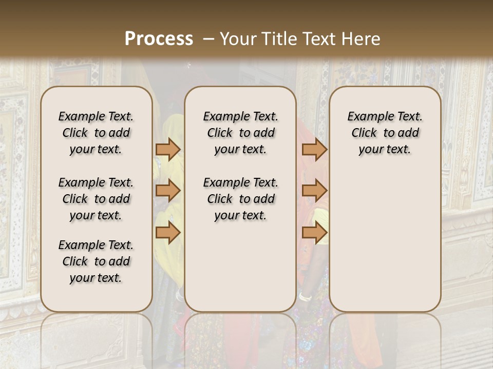 Indian Women In Bright Orange Saris In The Courtyard Of A Rajput Palace. Tiger Fort, Jaipur, Rajasthan, India PowerPoint Template