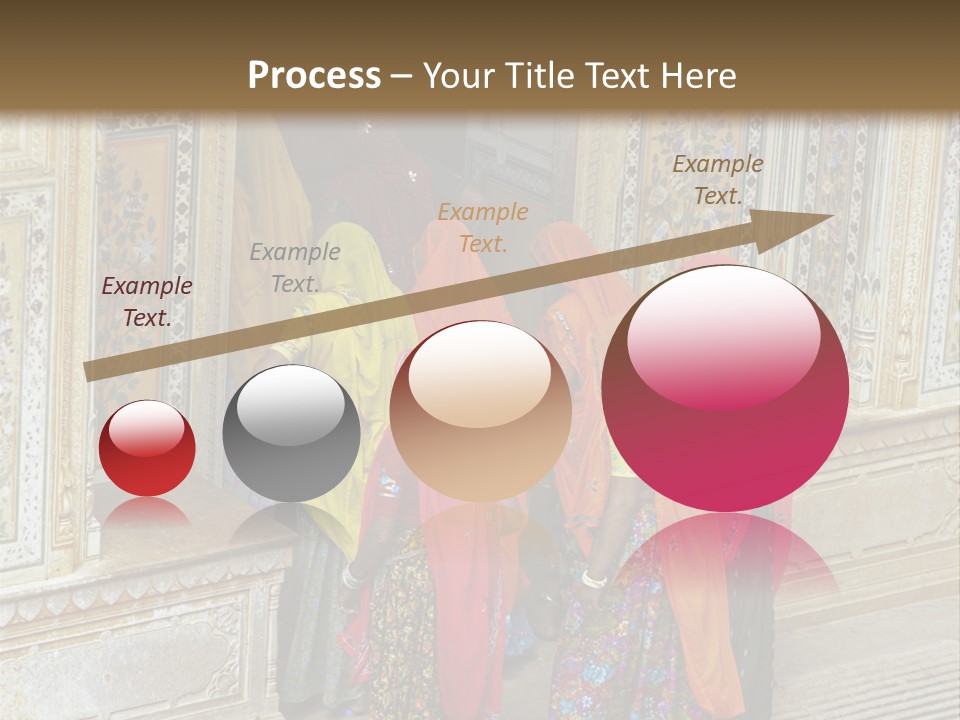 Indian Women In Bright Orange Saris In The Courtyard Of A Rajput Palace. Tiger Fort, Jaipur, Rajasthan, India PowerPoint Template