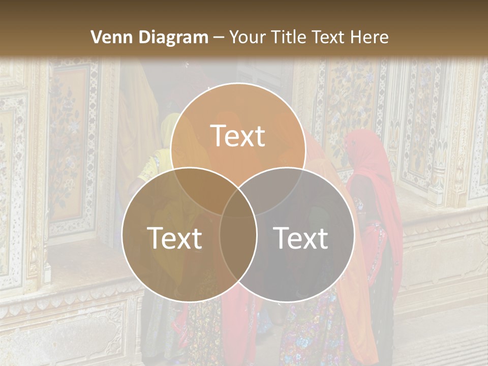 Indian Women In Bright Orange Saris In The Courtyard Of A Rajput Palace. Tiger Fort, Jaipur, Rajasthan, India PowerPoint Template