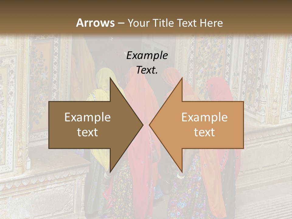 Indian Women In Bright Orange Saris In The Courtyard Of A Rajput Palace. Tiger Fort, Jaipur, Rajasthan, India PowerPoint Template