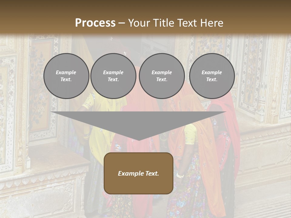 Indian Women In Bright Orange Saris In The Courtyard Of A Rajput Palace. Tiger Fort, Jaipur, Rajasthan, India PowerPoint Template