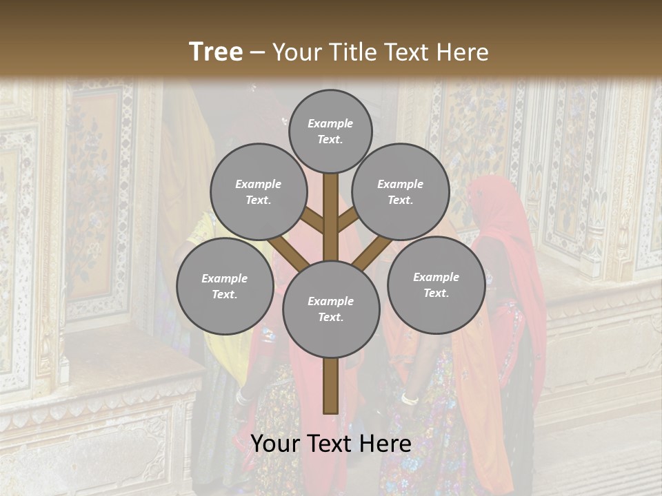 Indian Women In Bright Orange Saris In The Courtyard Of A Rajput Palace. Tiger Fort, Jaipur, Rajasthan, India PowerPoint Template