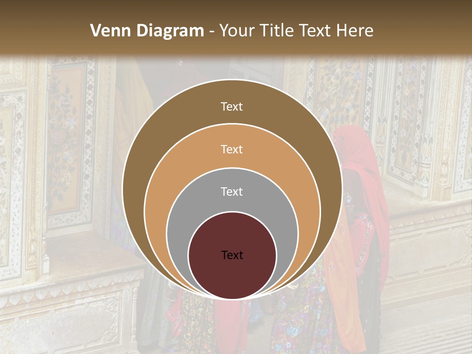 Indian Women In Bright Orange Saris In The Courtyard Of A Rajput Palace. Tiger Fort, Jaipur, Rajasthan, India PowerPoint Template