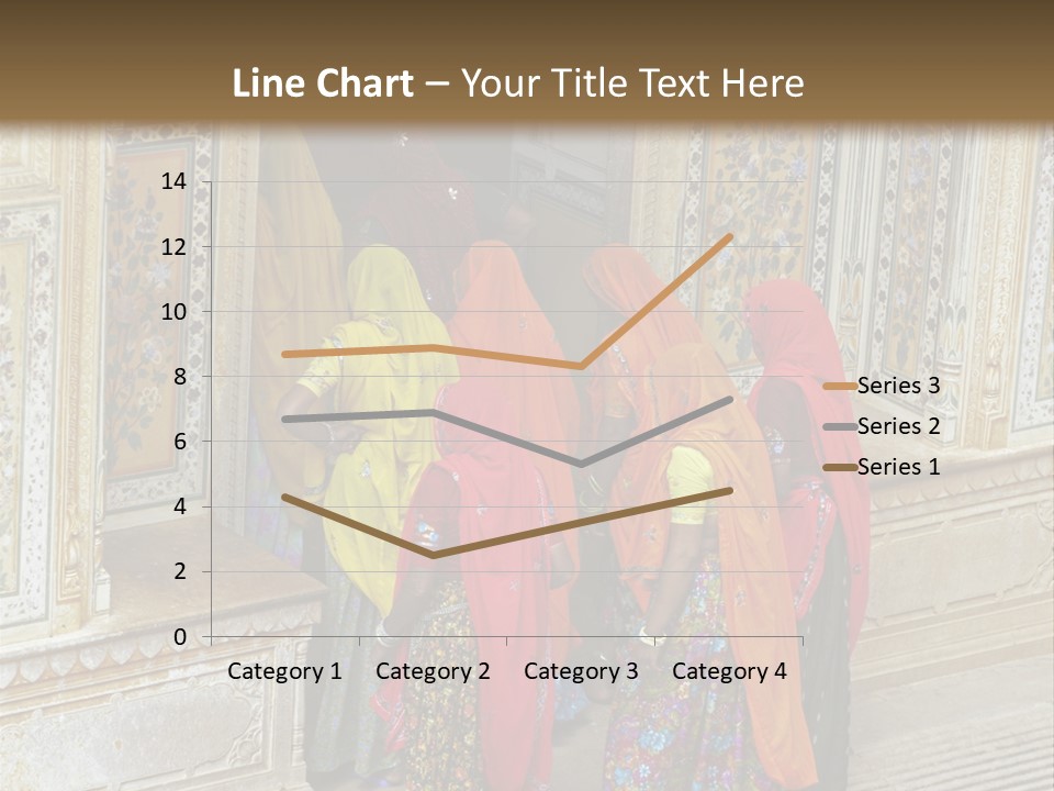 Indian Women In Bright Orange Saris In The Courtyard Of A Rajput Palace. Tiger Fort, Jaipur, Rajasthan, India PowerPoint Template