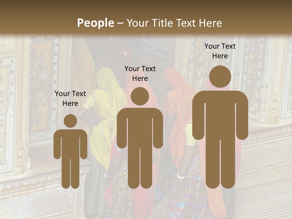 Indian Women In Bright Orange Saris In The Courtyard Of A Rajput Palace. Tiger Fort, Jaipur, Rajasthan, India PowerPoint Template