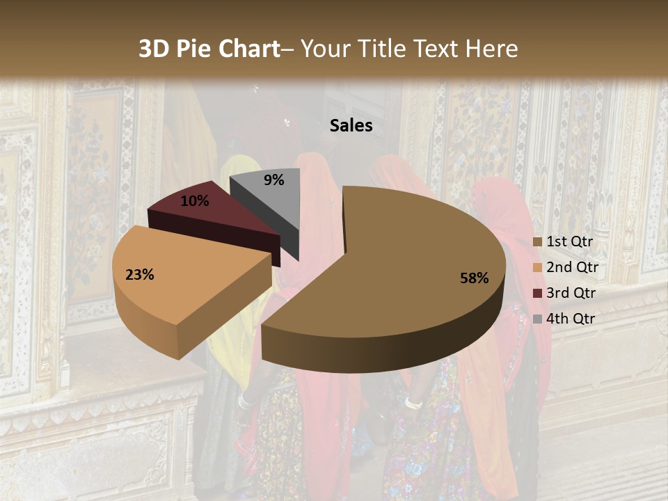 Indian Women In Bright Orange Saris In The Courtyard Of A Rajput Palace. Tiger Fort, Jaipur, Rajasthan, India PowerPoint Template