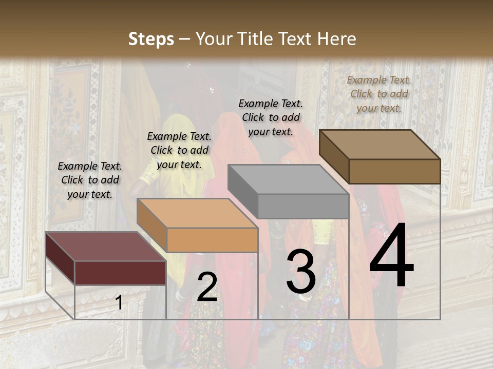 Indian Women In Bright Orange Saris In The Courtyard Of A Rajput Palace. Tiger Fort, Jaipur, Rajasthan, India PowerPoint Template