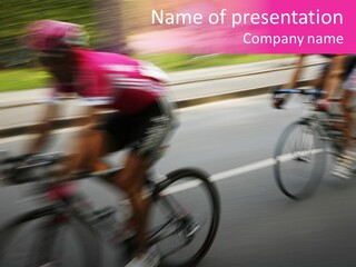 The Break Away. The Cyclists Riding By At The Bicycle Race Around Denmark 2006. PowerPoint Template