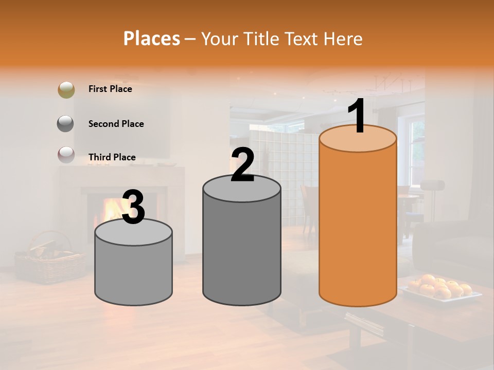 Open Space With Fire Place PowerPoint Template