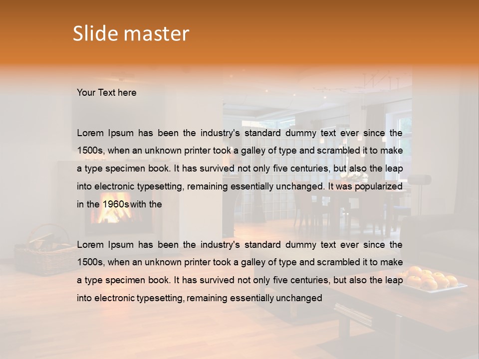 Open Space With Fire Place PowerPoint Template