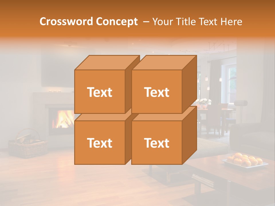 Open Space With Fire Place PowerPoint Template