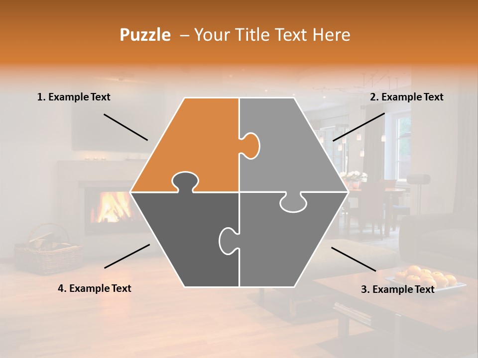 Open Space With Fire Place PowerPoint Template