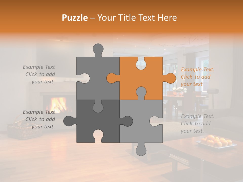 Open Space With Fire Place PowerPoint Template