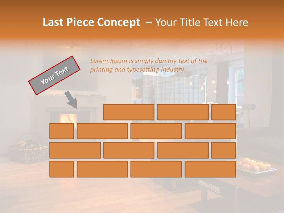 Open Space With Fire Place PowerPoint Template