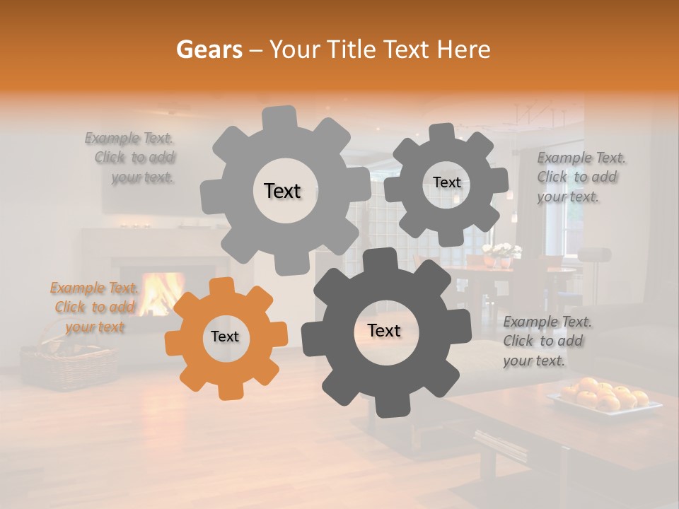 Open Space With Fire Place PowerPoint Template