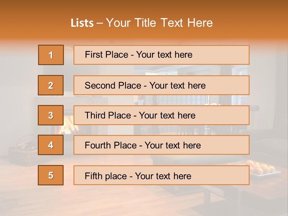 Open Space With Fire Place PowerPoint Template