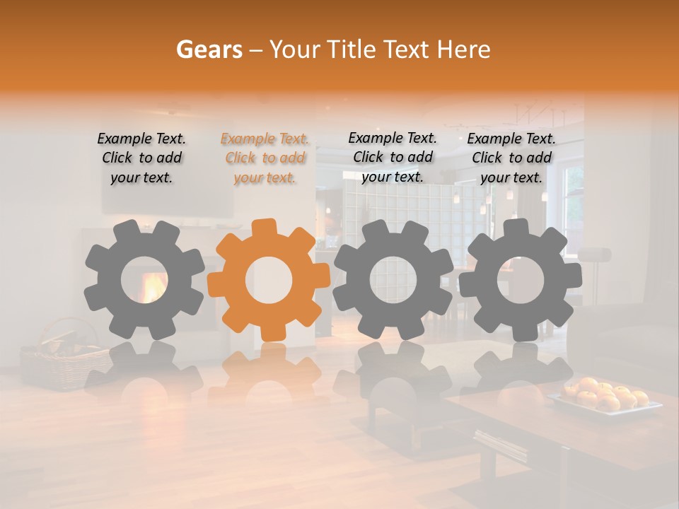 Open Space With Fire Place PowerPoint Template