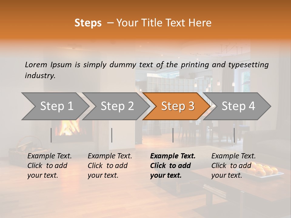 Open Space With Fire Place PowerPoint Template