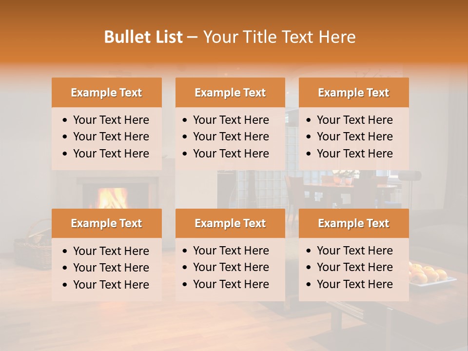 Open Space With Fire Place PowerPoint Template