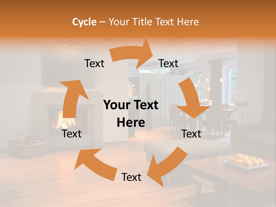Open Space With Fire Place PowerPoint Template