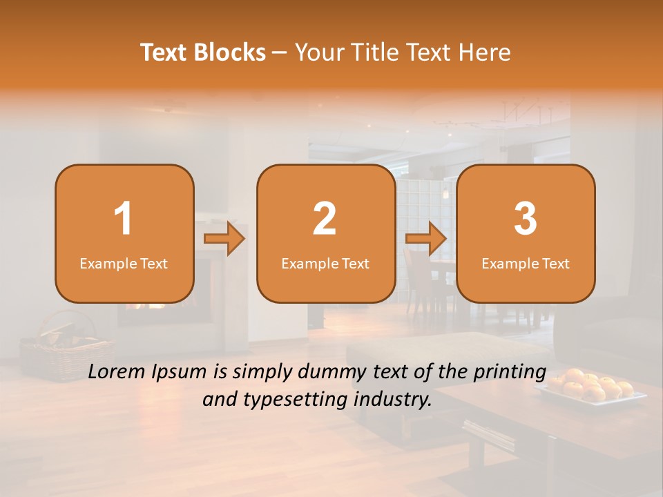 Open Space With Fire Place PowerPoint Template