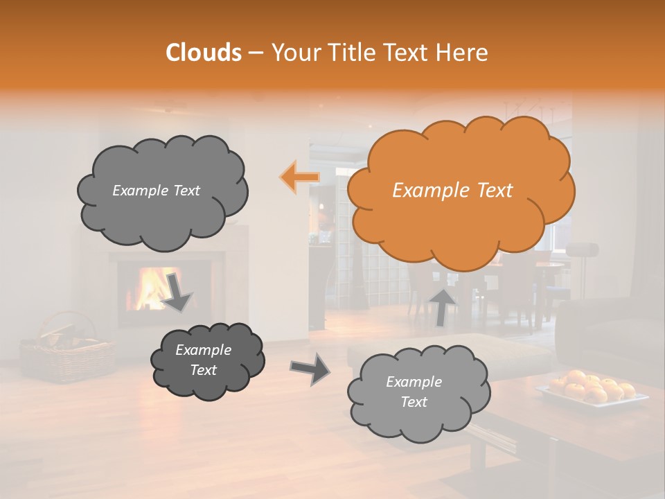 Open Space With Fire Place PowerPoint Template