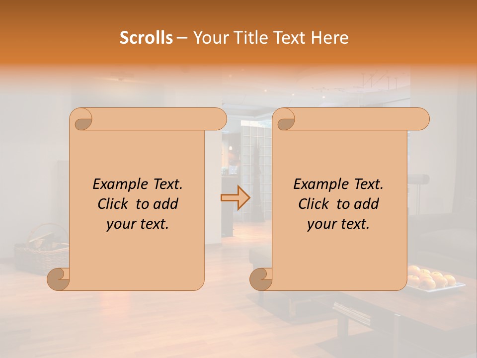 Open Space With Fire Place PowerPoint Template