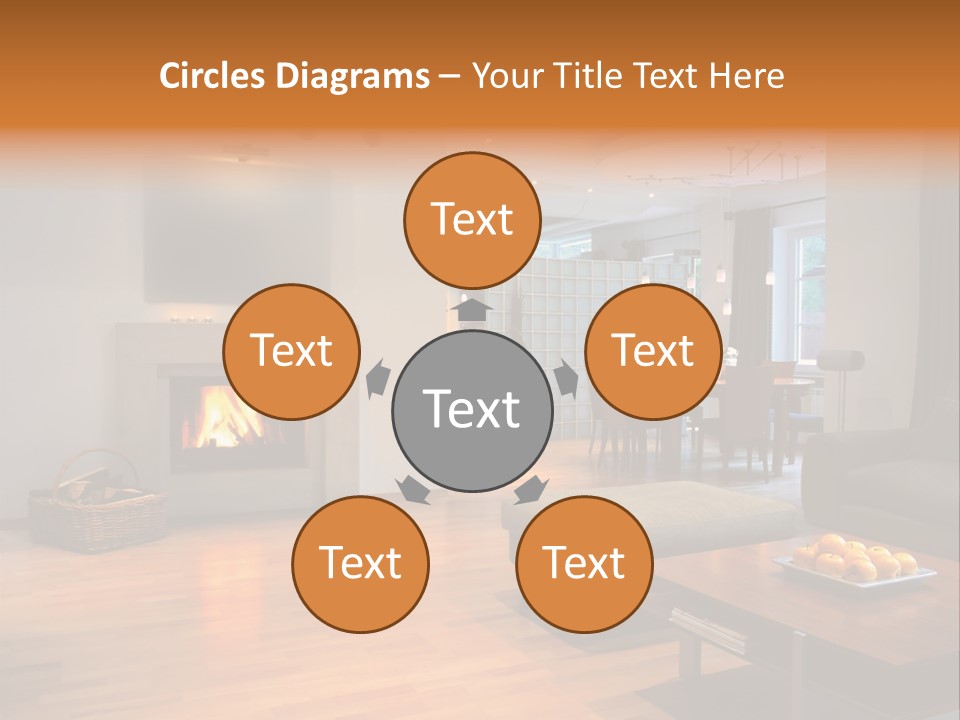 Open Space With Fire Place PowerPoint Template