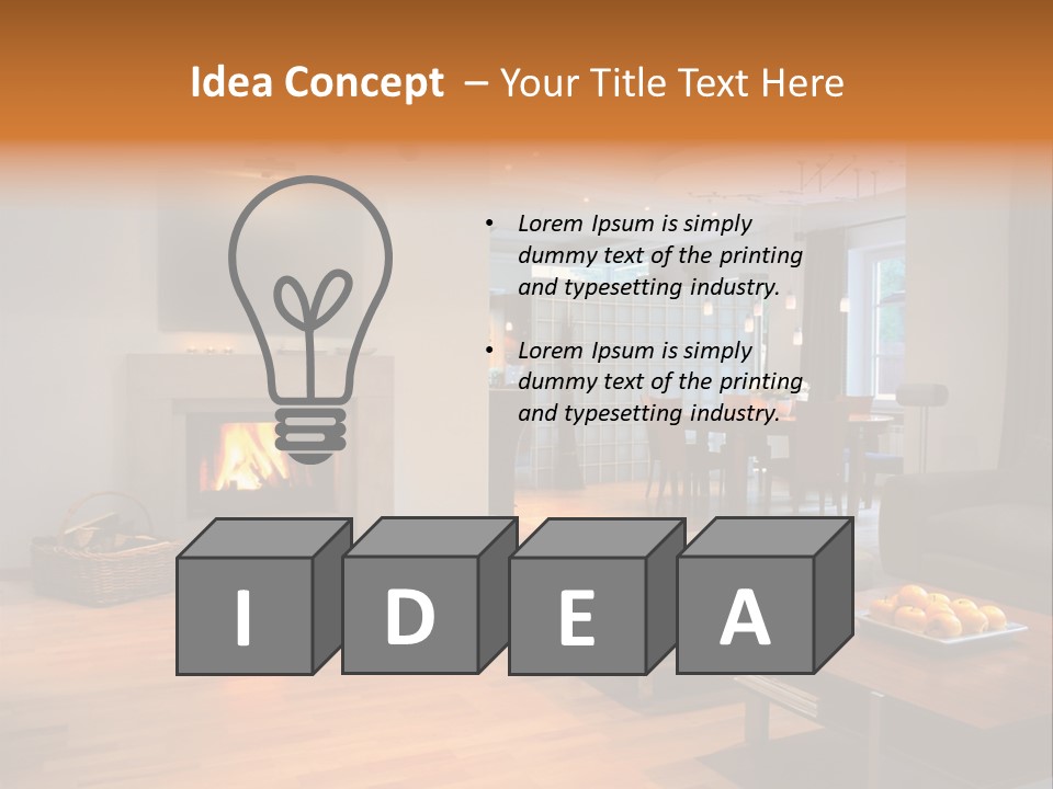 Open Space With Fire Place PowerPoint Template