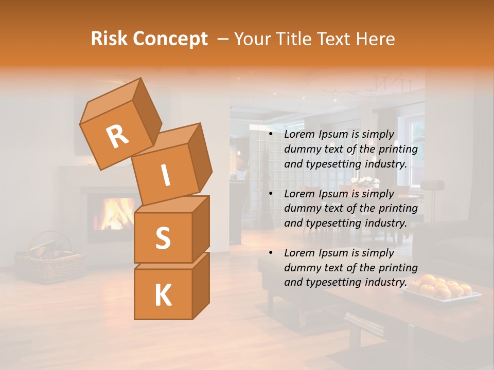 Open Space With Fire Place PowerPoint Template