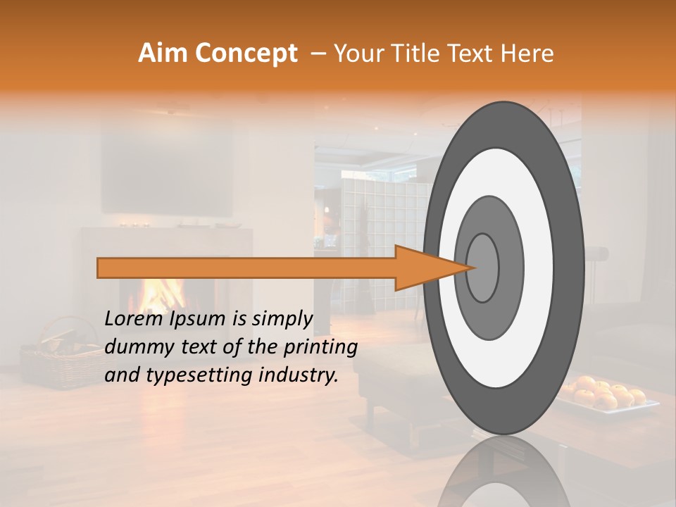 Open Space With Fire Place PowerPoint Template