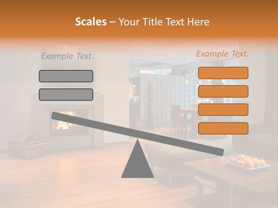 Open Space With Fire Place PowerPoint Template