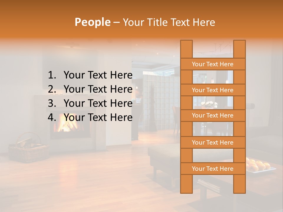 Open Space With Fire Place PowerPoint Template