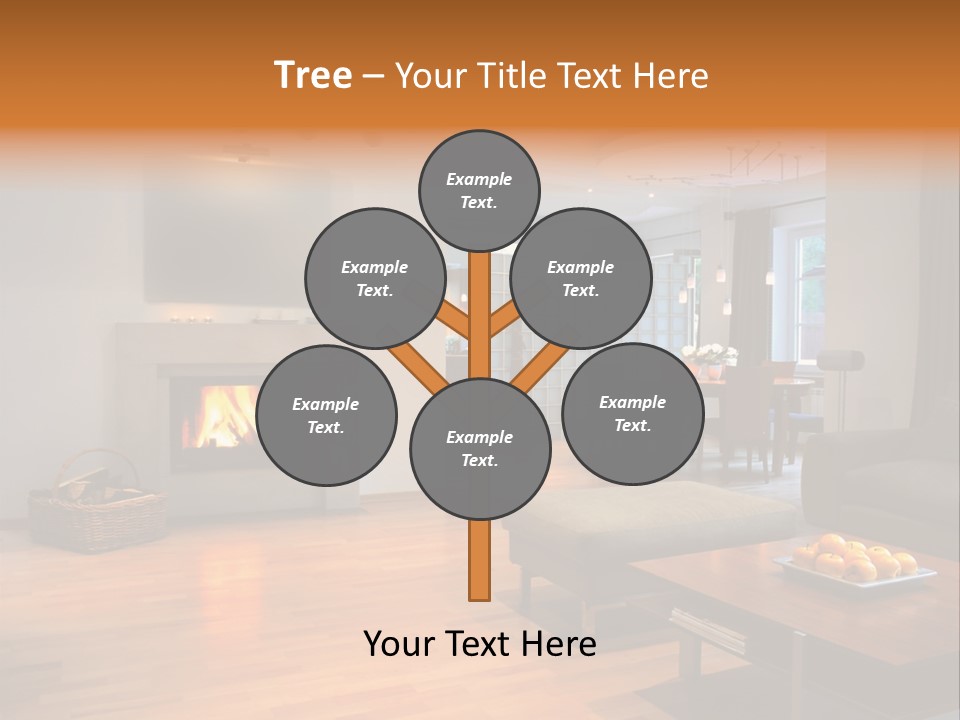 Open Space With Fire Place PowerPoint Template